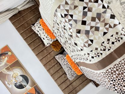 Image de Gold beige marron/motif carré